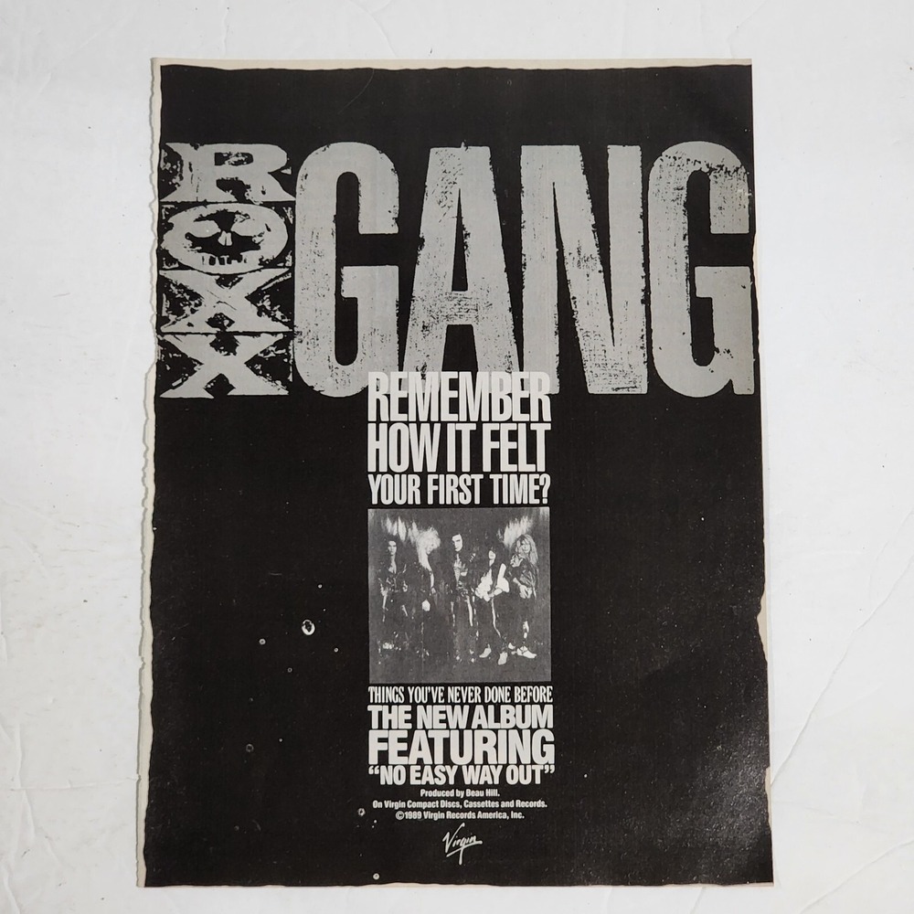 Vintage Print Ad ROXX GANG Virgin Records album black & white clipping 1990 8x10